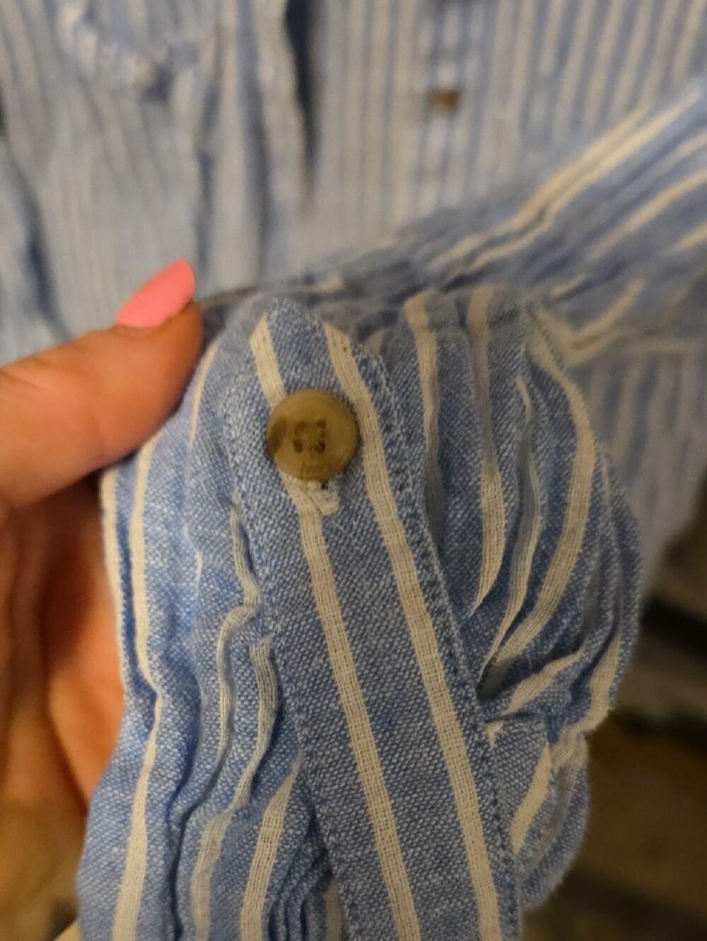 beachlunchlounge Blue & White Striped Button-Down Shirt - Picture 4 of 5